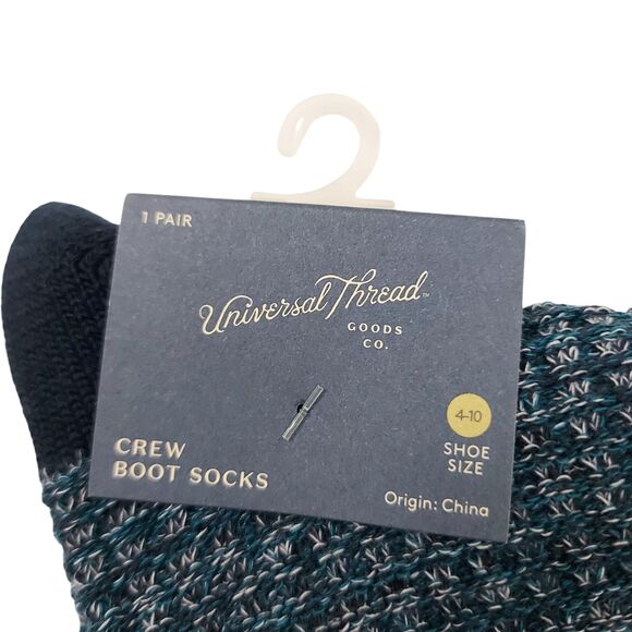 Universal Thread Crew Boot Socks 1 Pair Womens Size 4-10 Navy Comfort Casual - Picture 5 of 6